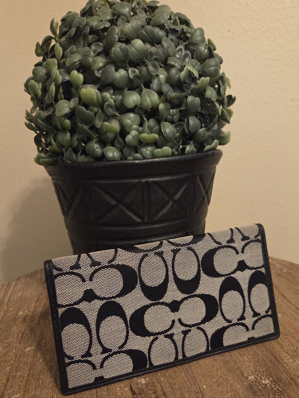 COACH Vintage Soho Black Grey Signature Jacquard Bifold Checkbook Cover Wallet
